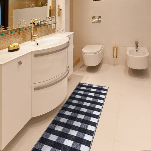 Ottomanson Machine Washable NonSlip Checkered Plaid Area Rug For Living Room, Hallway Runner